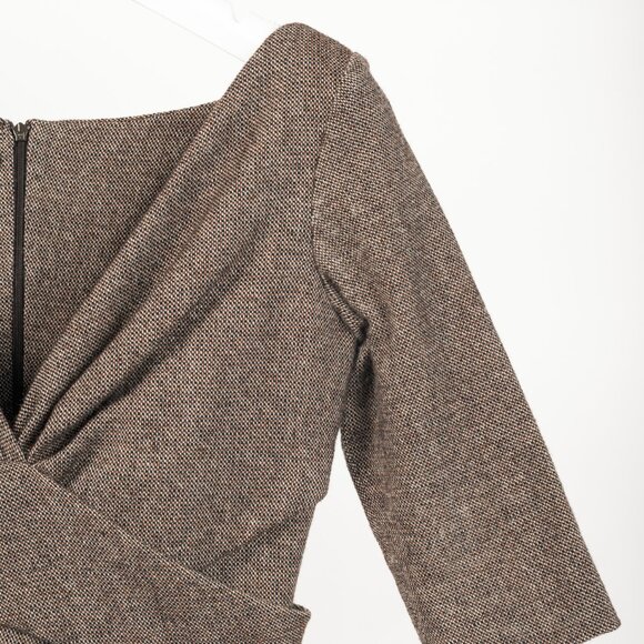 Alexander McQueen AW/05 Runway Brown Wool Tweed Crossover-Waist Dress - Picture 5 of 10